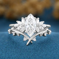 1.0 Carat Marquise cut Lab Grown Diamond Wedding bridal set