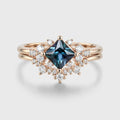 Princess cut Lab Alexandrite | Diamond Engagement Ring Bridal Set