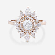 Bezel Set Round cut Halo Moissanite | Diamond Gold Engagement Ring