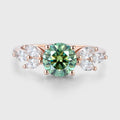 6mm Round Green Moissanite Cluster Engagement ring