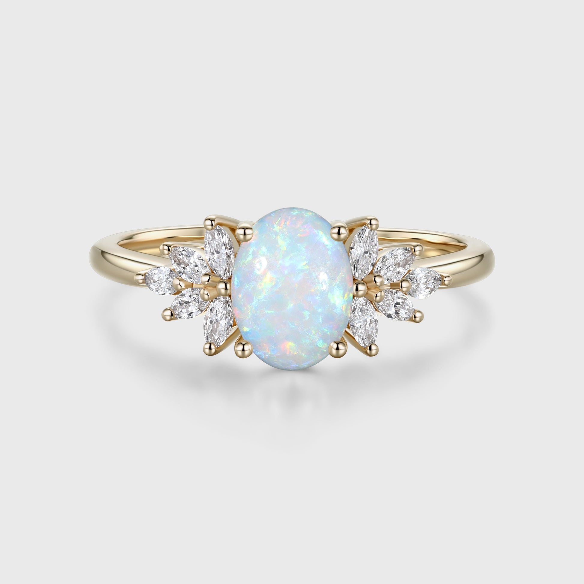 Oval Opal Cluster Engagement ring
