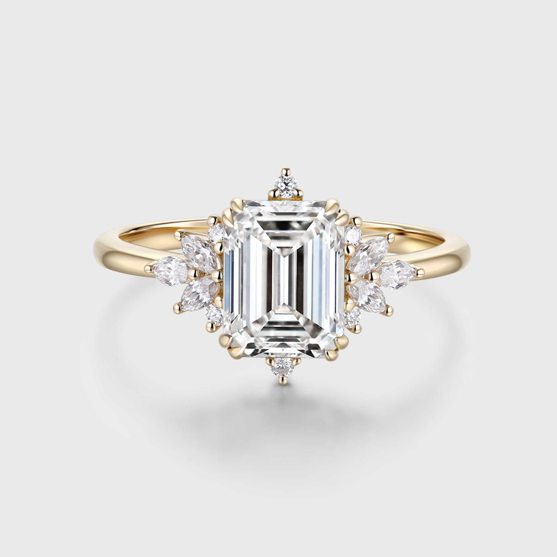 2.0CT Emerald cut Lab grown Diamond Halo Engagement Ring