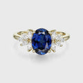 Oval cut Lab Sapphire Cluster Engagement Ring