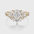 1.0CT~5.0CT Oval cut Lab grown Diamond Cluster Engagement Ring Set