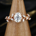 Nature Inspired Marquise cut Moissanite Solid Gold Engagement Ring