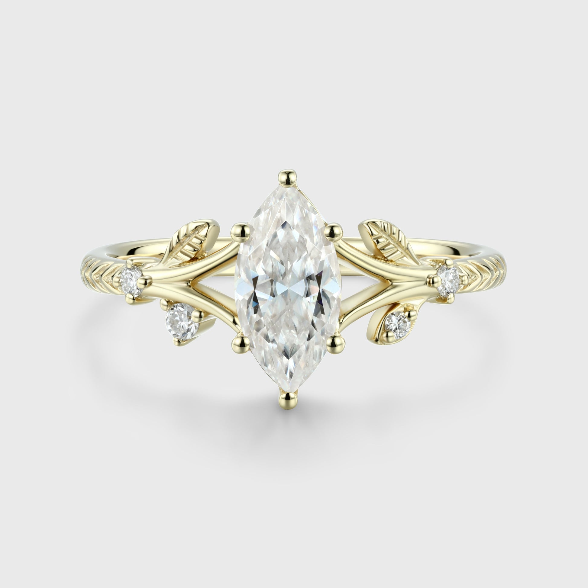 Nature Inspired Marquise cut Moissanite Engagement Ring