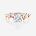 Nature Inspired Round cut Moissanite Leaf Gold Engagement Ring