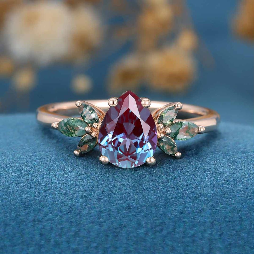 Pear cut Alexandrite Engagement ring