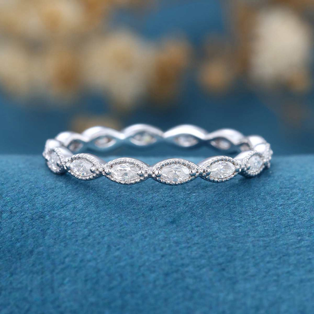 Moissanite | Diamond Fully Eternity Straight Wedding Band