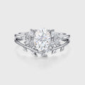 1.5 Carat Vintage Oval cut Moissanite Cluster Engagement ring Bridal Set