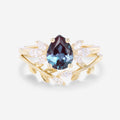 Pear cut Alexandrite | Diamond Engagement Ring Bridal Set