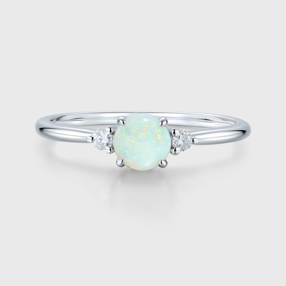 Round cut Opal | Aquamarine Engagement ring