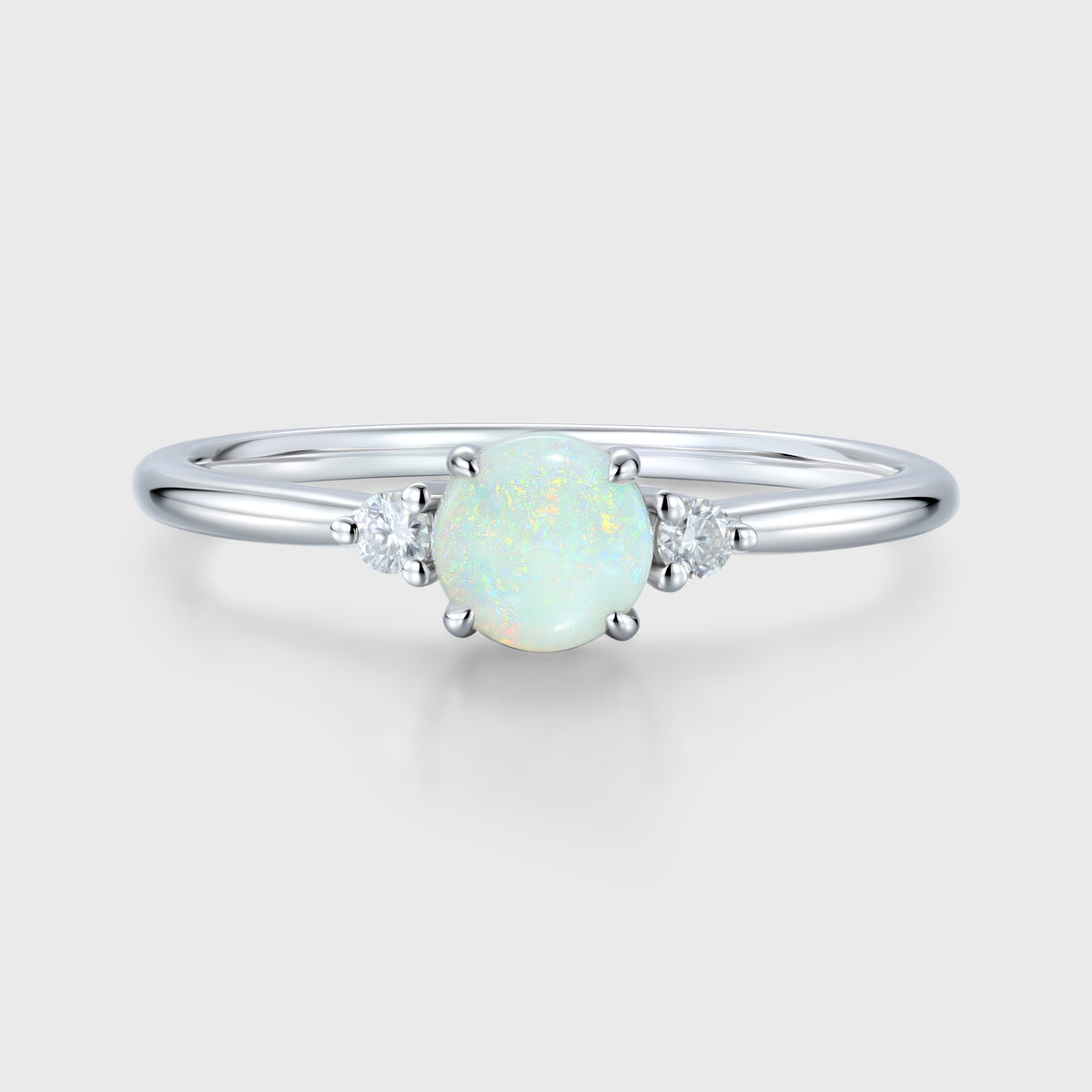 Round cut Opal | Aquamarine Engagement ring