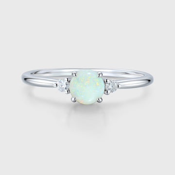 Round cut Opal | Aquamarine Engagement ring