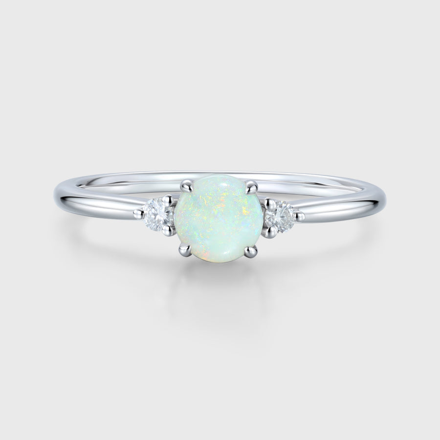 Round cut Opal | Aquamarine Engagement ring