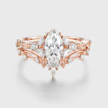 Marquise cut Moissanite Leaf Vine Wedding Bridal Set