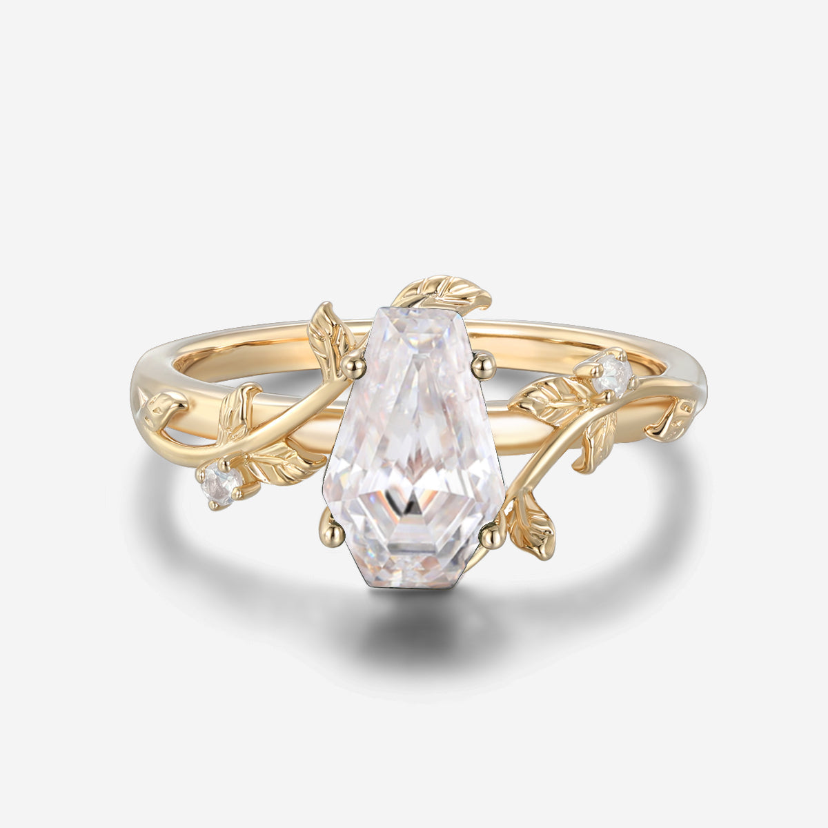 Natural Inspired Coffin Cut Moissanite Engagement Ring