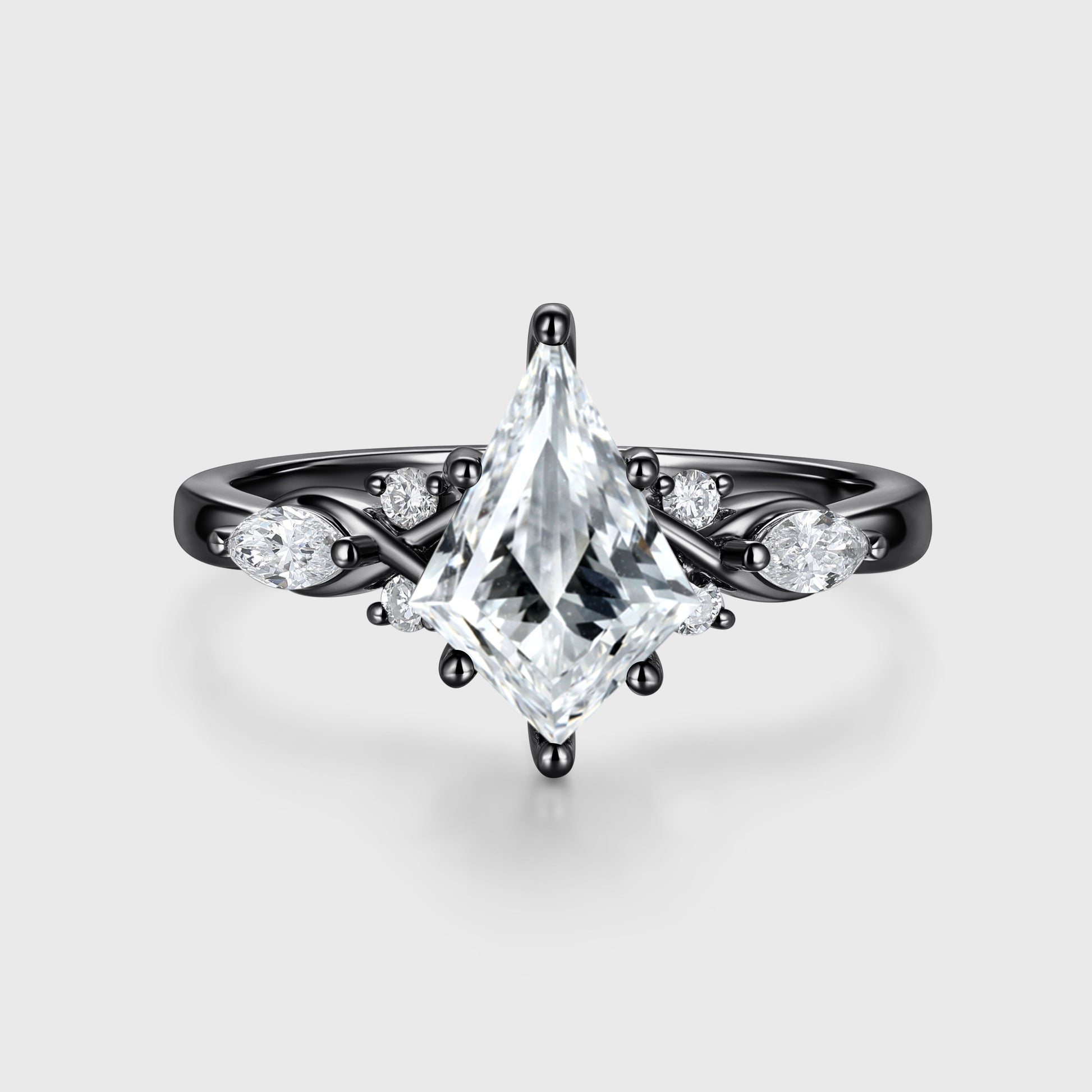 1.0CT~3.0CT Kite cut Lab grown Diamond Cluster Engagement Ring