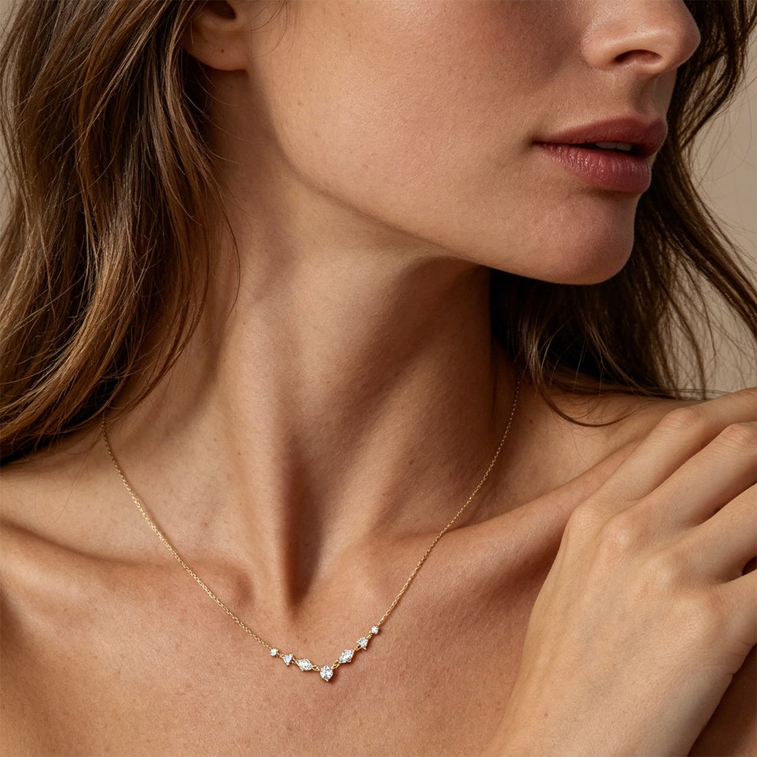 Seven graduated Lab grown Diamonds Pendant Necklace