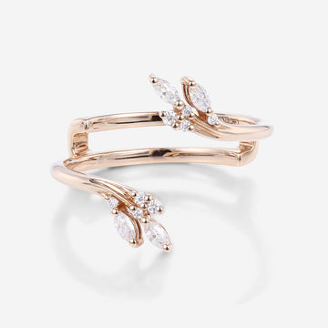 Nature Inspired moissanite | Diamonds Leaf branch stacking Gold wedding ring