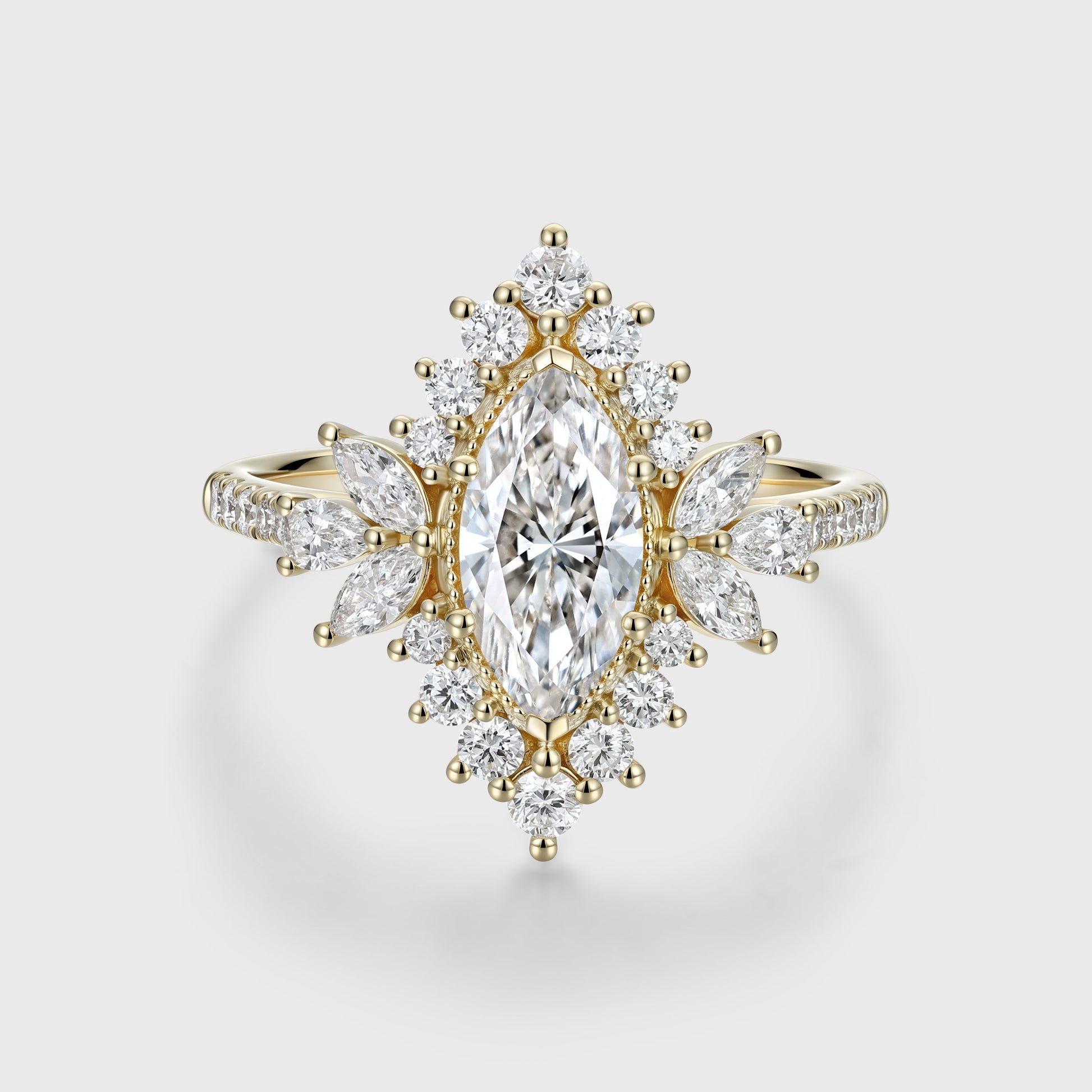 1.0CT~5.0CT Marquise cut Lab grown Diamond Halo Engagement Ring