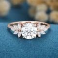 7mm Round Moissanite Cluster Engagement Ring