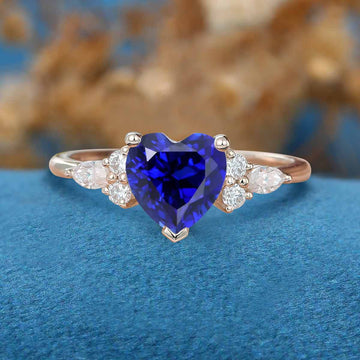 Heart cut Lab Sapphire Engagement ring