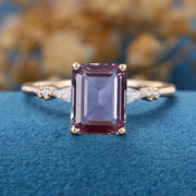 Emerald Cut Alexandrite Engagement Ring