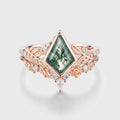 Kite cut Moss Agate Nature Floral Bridal Set