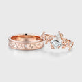 Forever Glow Moissanite Couple Rings |  D Color VVS1 | Rose Gold Leaf Wedding Bridal Set