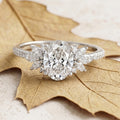 1.0CT~5.0CT Oval cut Lab grown Diamond Cluster Engagement Ring Luxury Pave Band