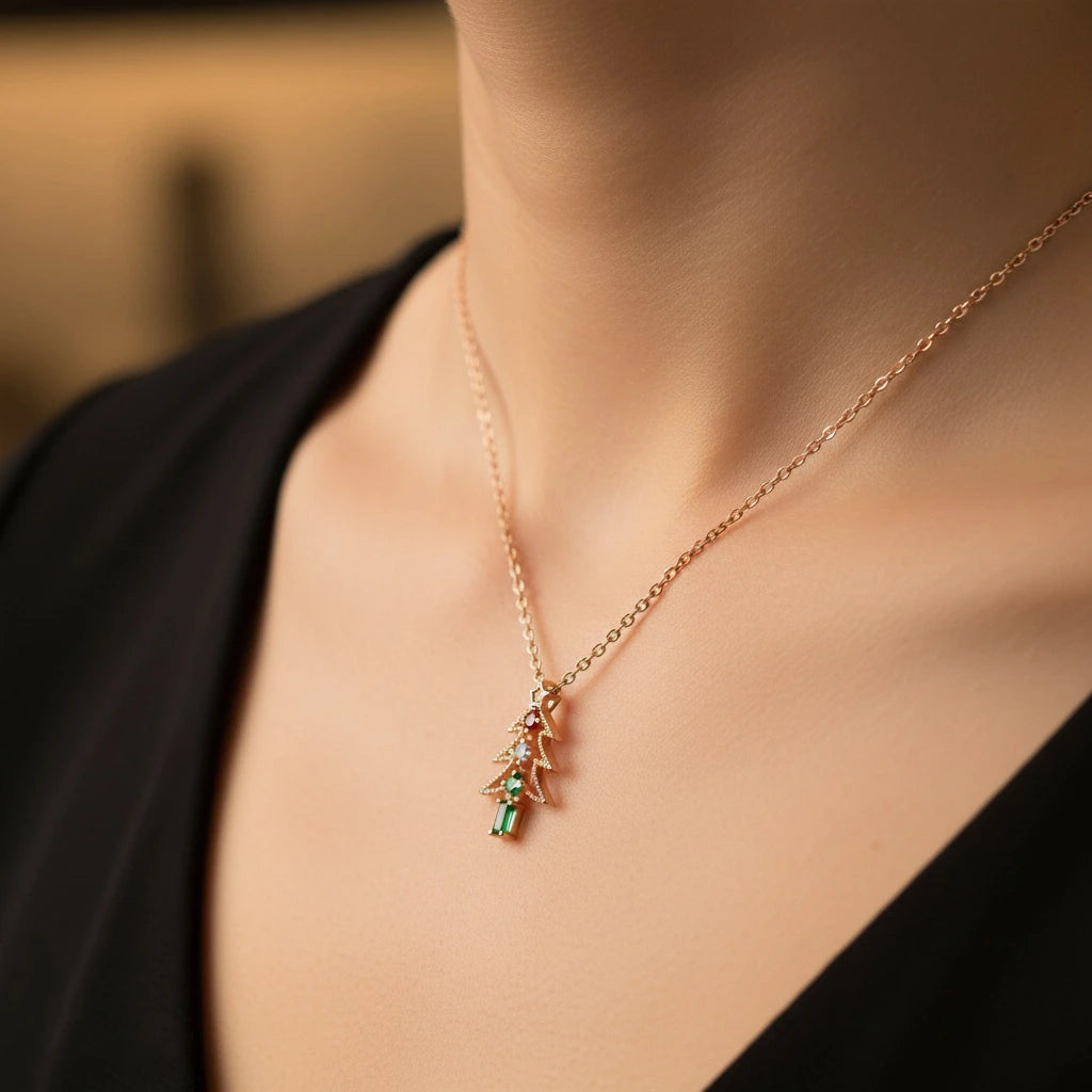 Pear cut Lab Emerald Pendant Necklace with Moissanite Halo Accents (Copy)