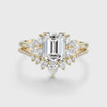 1.0CT~5.0CT Emerald cut Lab grown Diamond Cluster Engagement Ring Set