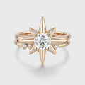 Round Cut Moissanite North star Engagement Ring set