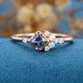 Princess cut Alexandrite | Diamond Engagement ring 