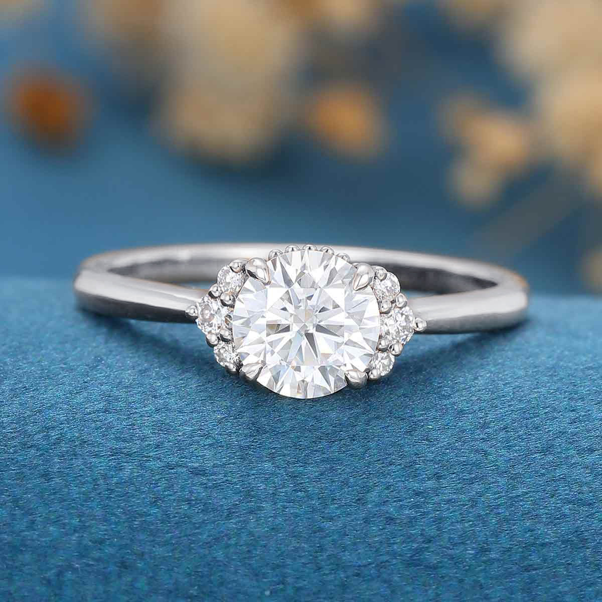 Round cut Moissanite Engagement ring