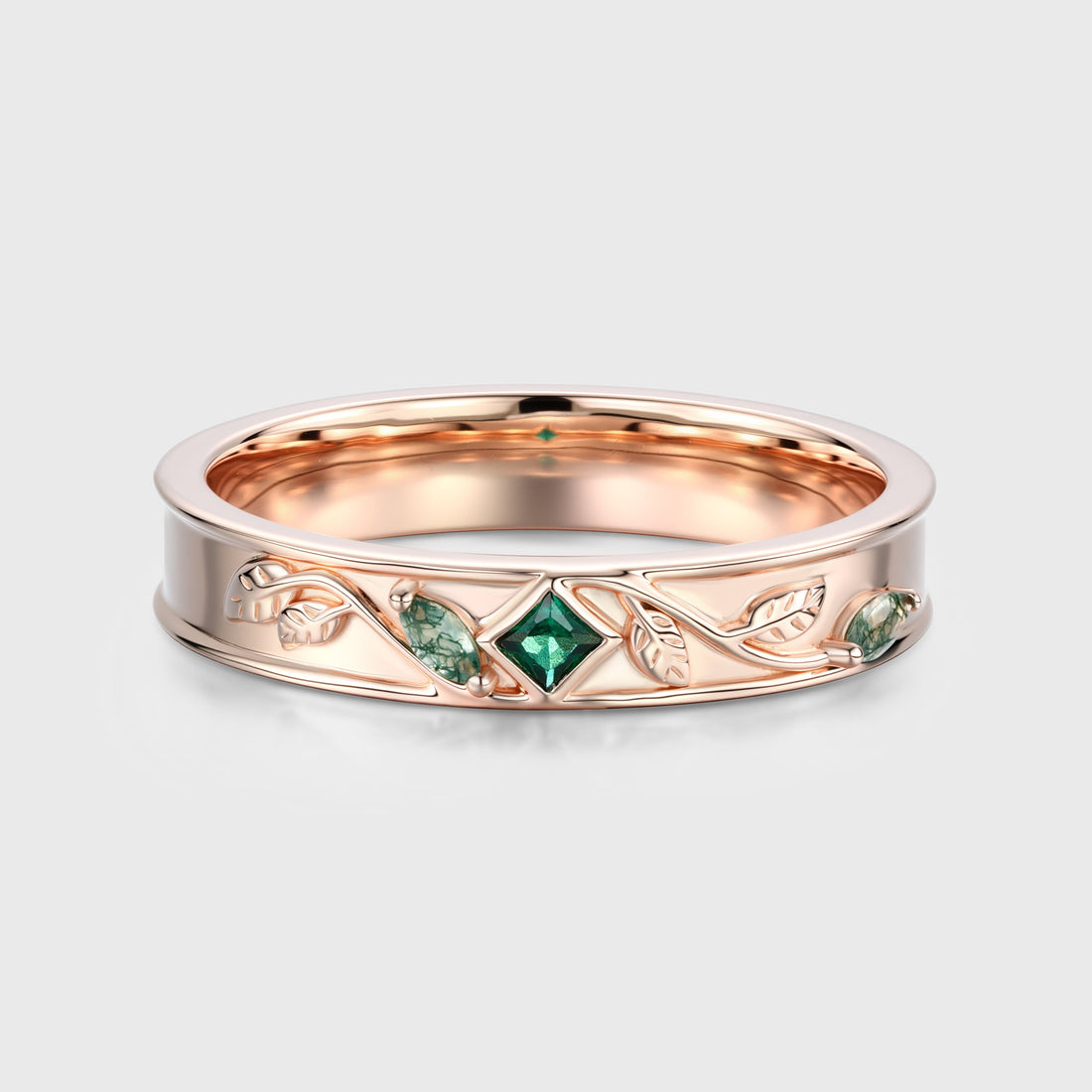 Nature Inspired Men's Diamonds Engagement Band | Solid gold Men Ring