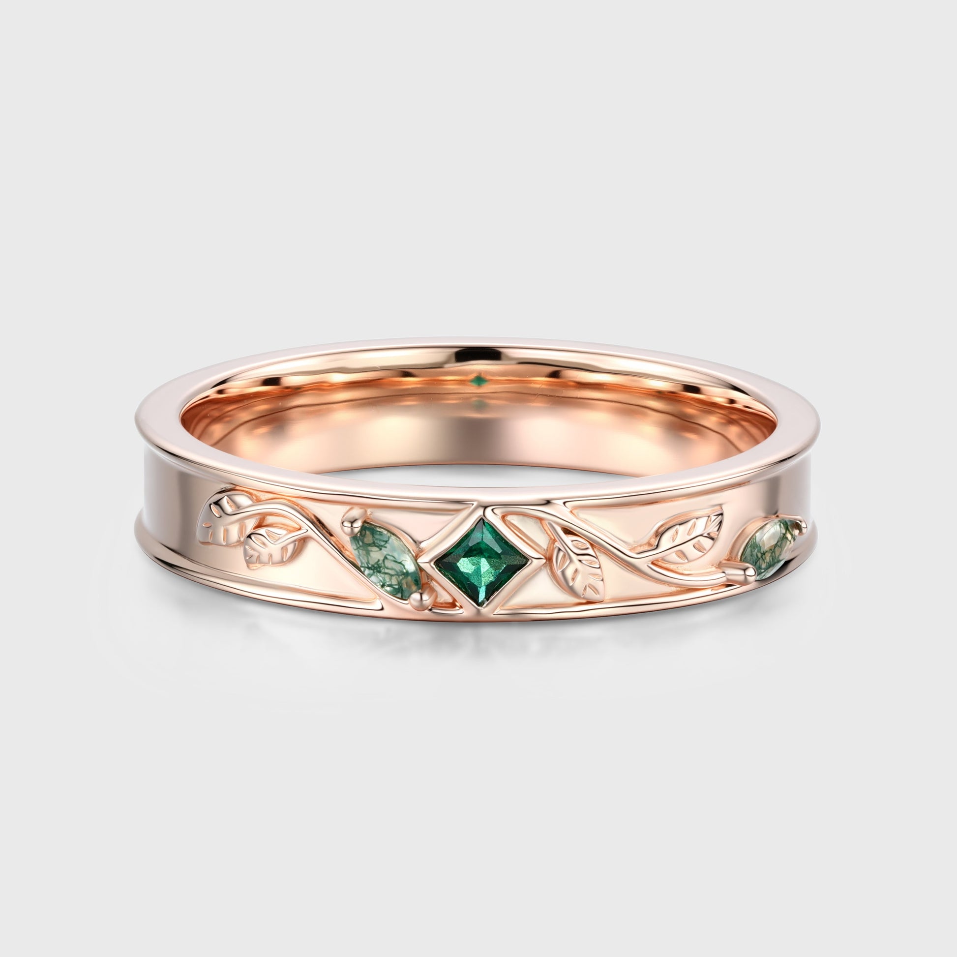 Nature Inspired Men's Diamonds Engagement Band | Solid gold Men Ring