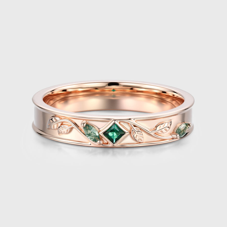 Nature Inspired Men's Diamonds Engagement Band | Solid gold Men Ring