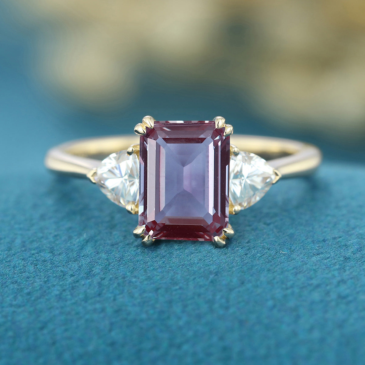 2.0Carat Emerald Cut Alexandrite Engagement Ring