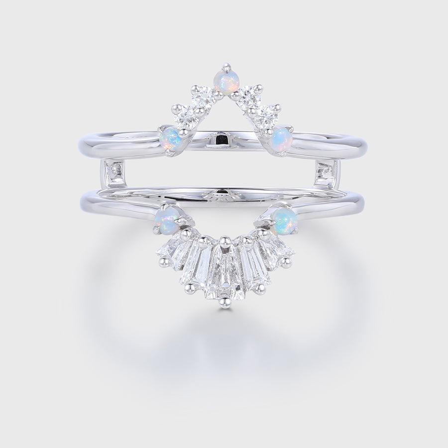 Double Baguette cut Moissanite | Enhanced Curved Wedding Band