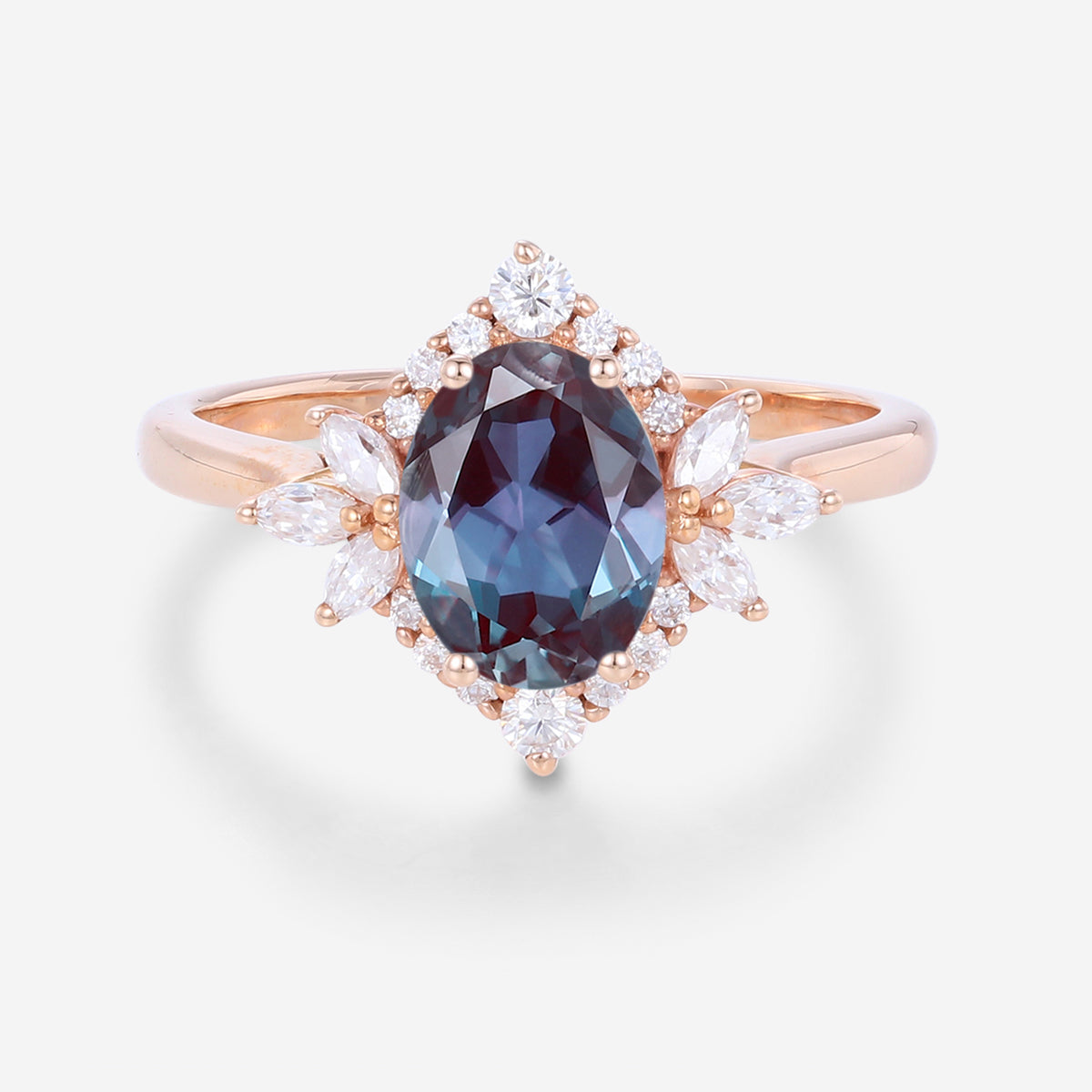 1.5Carat Oval cut Alexandrite | Diamond Engagement ring