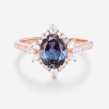 1.5Carat Oval cut Alexandrite | Diamond Engagement ring