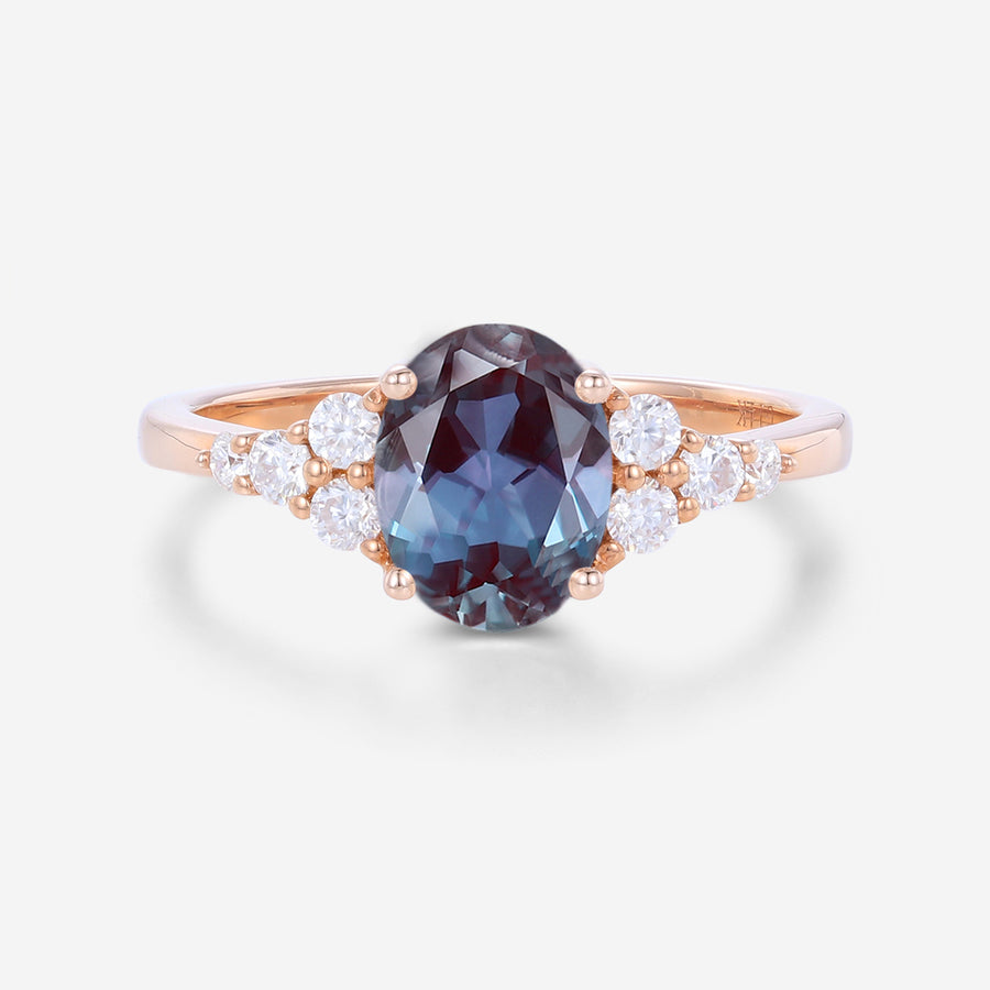 Oval cut Alexandrite | Diamond Engagement ring