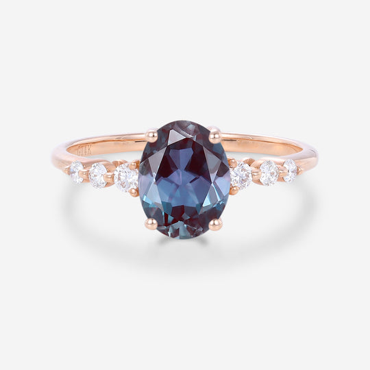 1.5Carat Oval cut Alexandrite | Diamond Engagement ring