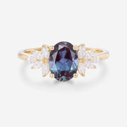 1.5Carat Oval Alexandrite Cluster Engagement ring