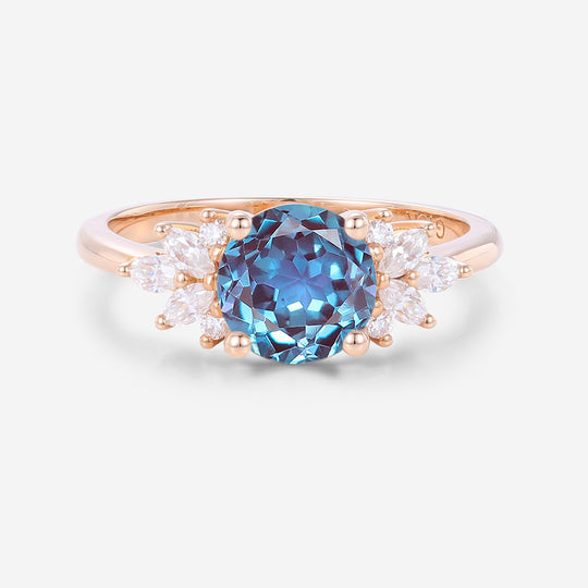 Round cut Alexandrite | Diamond Engagement ring