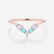 Opal | Turquoise | Moissanite Wedding Band Ring