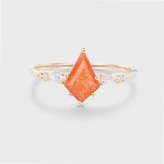 Kite Cut Sunstone Engagement Ring