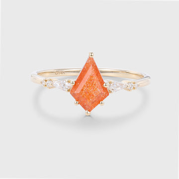 Kite Cut Sunstone Engagement Ring